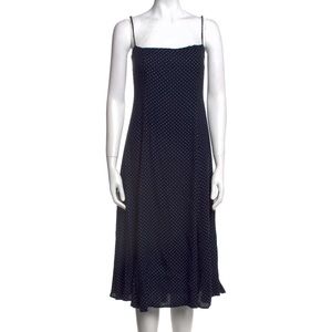 Reformation Navy Polka Dot Midi Dress
